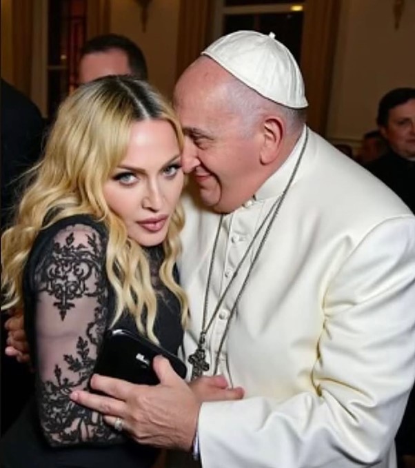 Deepfake of the pope hugging Madonna