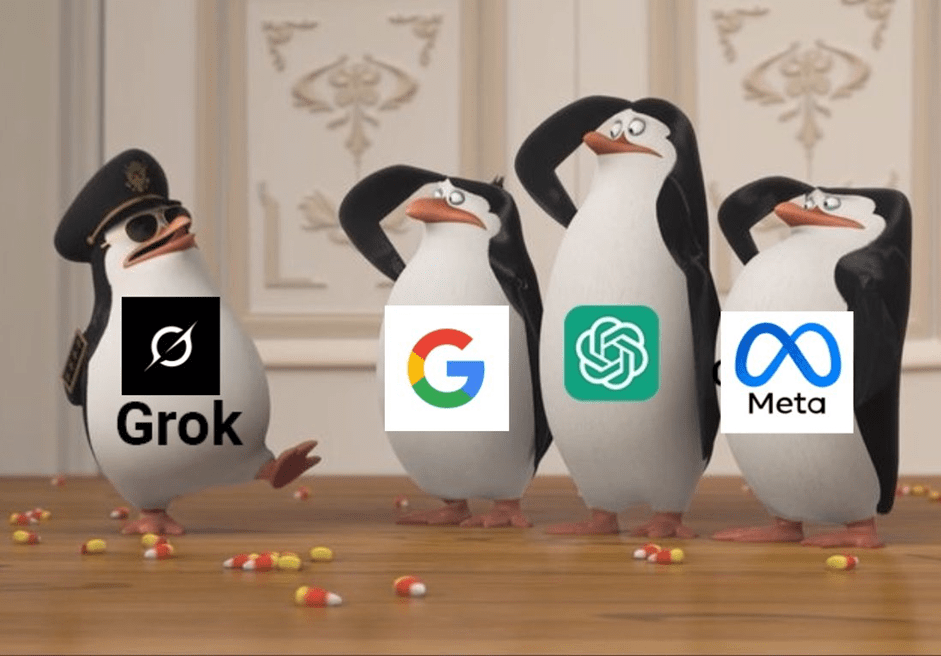 Elon Musk posted a viral meme on X suggesting that Grok is now superior to Google’s Gemini, OpenAI’s ChatGPT and Meta AI.